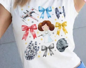 Coquette Bows Disney Star Wars Baby Tee Crop Top, Galaxy's Edge Star Wars Birthday, May The Force be With You Disney Girl Trip Croptop Women