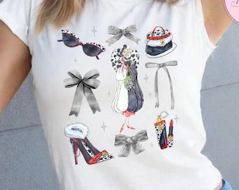 Coquette Bow Disney Villains Baby Tee Crop Top, Female Villain Evil Queen Maleficent Cruella Disney Girl Trip Shirt, Birthday Girl Croptop