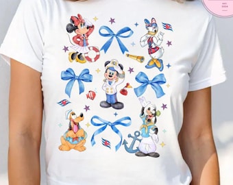 Coquette Bows Mickey and Friends Disney Cruise Baby Tee Crop Top, Disney Girls Trip Croptop Women T-shirt, Dream Wish Dream Magic Wonder Tee