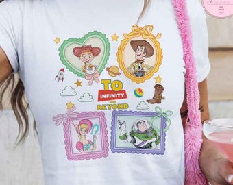 Coquette Bow To Infinity and Beyond Disney Toy Story Baby Tee Crop Top, Woody Buzz Lightyear Disney Girl Trip Tee, You've Got a Friend in Me