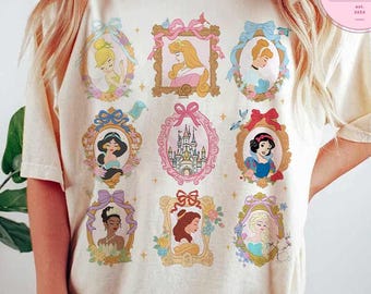 Coquette Bow Disney Princess Baby Tee Crop Top, Cinderella Disney Girl Trip Shirt Girly WDW Disneyland Castle Princess Birthday Girl Croptop