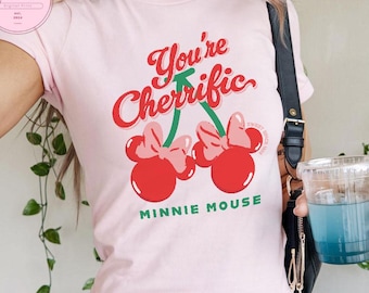 Vous êtes cherrific Minnie Mouse bébé tee court, chemise Minnie Mouse cerise, chemises WDW Disneyland voyage 2025, femmes filles Disney vacances t-shirts