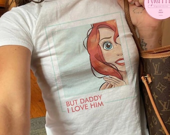 Disney Princess Baby Tee Crop Top, Meet me at Midnight Cinderella Disney Girl Trip Shirt, Princess Birthday Girl Croptop, Mermaid Ariel Tee