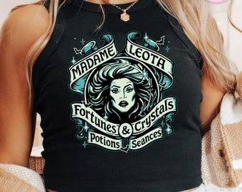 Haunted Mansion Madame Leota Disney Halloween Baby Tee Crop Top, Welcome Foolish Mortals Hitchhiking Ghosts Halloween Disney Girl Trip Shirt