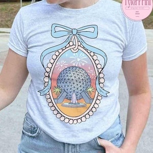 Coquette Bow Frame Disney Epcot Baby Tee Crop Top, Animal Kingdom Women Disney Girl Trip Shirt, Disney Castle Princess Birthday Girl Croptop
