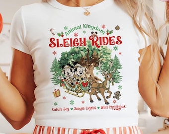 Camiseta corta de bebé con Mickey y Minnie en el Safari del Reino Animal, Paseos en Trineo, Navidad Disney, Locos por la Navidad, Viaje Navideño Familiar