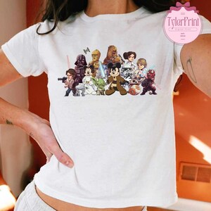 T-shirt court bébé Mickey Minnie Disney Star Wars, vacances en famille Galaxy's Edge Star Wars 2025, que la force soit avec vous voyage Disney entre filles