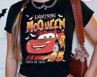 All Characters Disney Cars Halloween Baby Tee Crop Top Tank, Lightning McQueen Mater Disney Girl Trip, Cars Land Radiator Springs Halloween