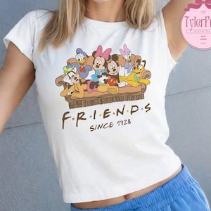 Vintage Disney Mickey and Friends 1928 Baby Tee Crop Top, WDW Disneyland Girls Trip Shirt, Disney Bestie girly aesthetic Shirt, Gift For Her