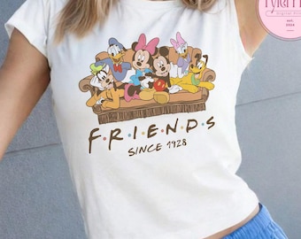 Vintage Disney Mickey and Friends 1928 Baby Tee Crop Top, WDW Disneyland Girls Trip Shirt, Disney Bestie girly aesthetic Shirt, Gift For Her