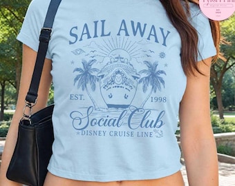 Social Club Disney Cruise Line Baby Tee Crop Top, Disney Girl Trip Shirt, Disney Wish Dream Magic Wonder Fantasy, Family Cruise Vacation Tee