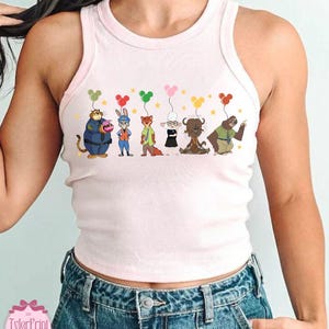 Disney Zootopia Characters Baby Tee Crop Tank, Nick Wilde Judy Hopps Shirt, Disney Family Trip Shirt, Zootopia Movie Tee, Zootopia 2 Shirt image 1