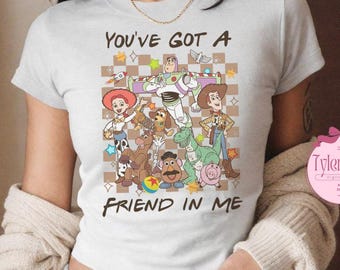 Disney Toy Story Baby Tee Crop Top, Buzz Lightyear Woody Jessie Bo Peep You've Got a Friend In Me Bestie, Disney Girl Trip Croptop Women Tee