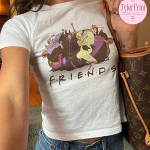 Disney Villain Baby Tee Crop Top, Female Villains Evil Queen Maleficent Cruella Disney Girl Trip Shirt, Evil Friends Birthday Girl Croptop