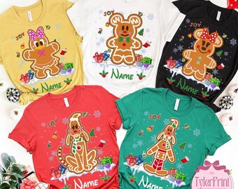 Personalized All Characters Gingerbread Disney Christmas Shirt, Mickey's Very Merry Christmas Party, Mickey and Friends Ginger Cookies Xmas