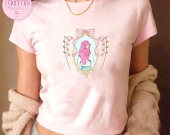 Watercolor Coquette Bow Disney Princess Baby Tee Crop Top, Disney Girl Trip Shirt, Ariel Shirt, The Little Mermaid Tee, Disney Bday Girl