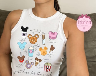 Disney Snacks Baby Tee Crop Tank, Magical Park Snacks Shirt, Disneyland Snacks Shirt, Just Here For The Snacks Tee, Magic Kingdom Shirt