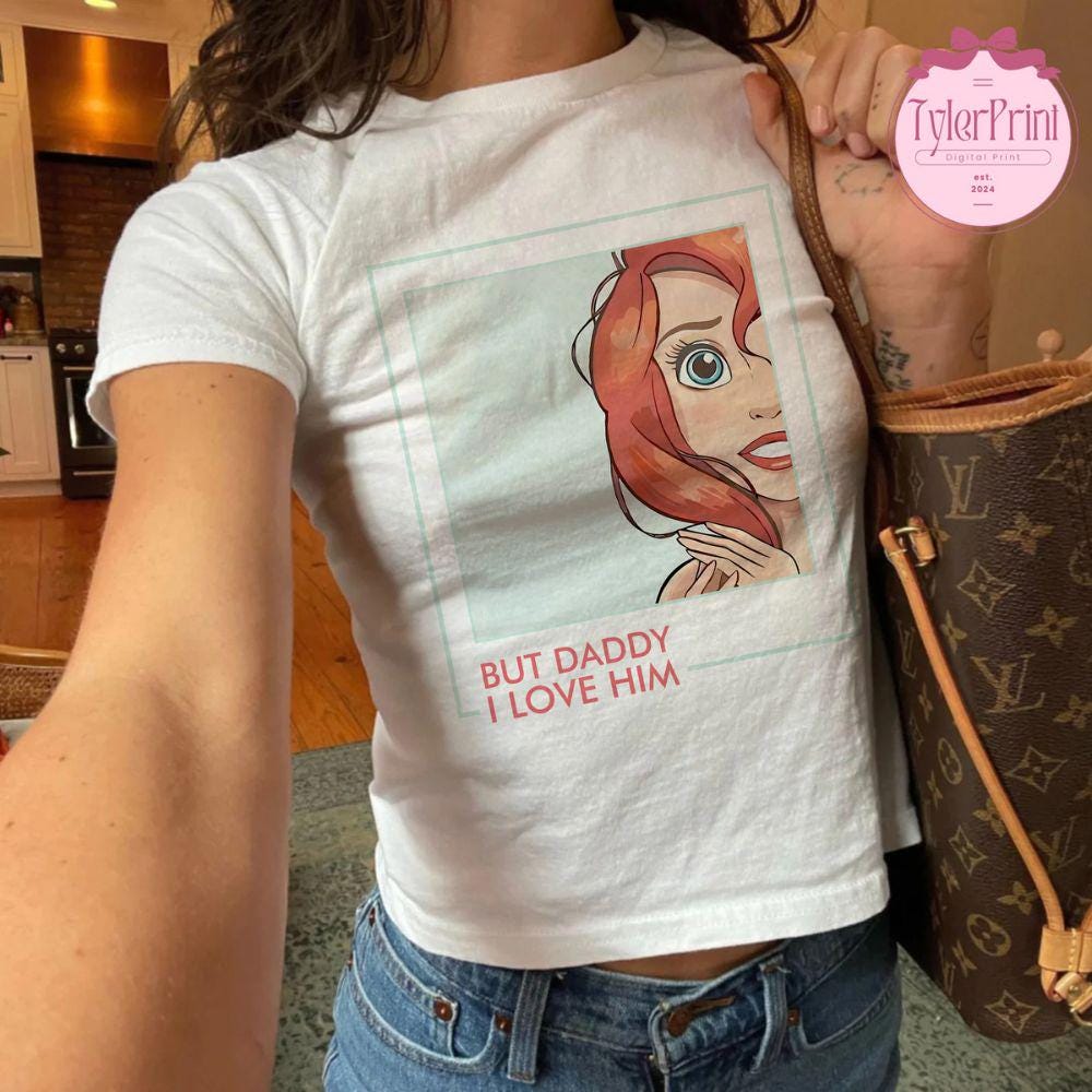 Disney Princess Baby Tee Crop Top, Meet me at Midnight Cinderella Disney Girl Trip Shirt, Princess Birthday Girl Croptop, Mermaid Ariel Tee