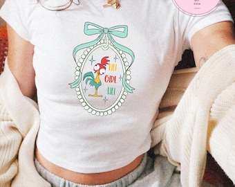 Haut court t-shirt bébé Hei Girl Hei Moana 2, chemise Disney Princess Moana, t-shirt Hei Hei le coq, voyage de filles Disney, chemise coquette Disney