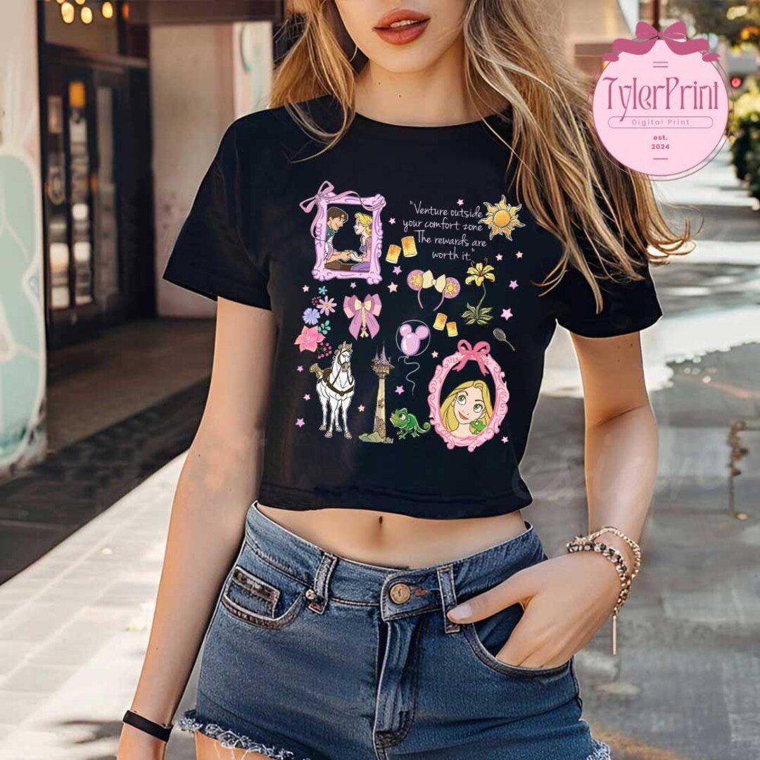 Disney Tangled Princess Rapunzel Baby Tee Crop Top, Lost Princess ...