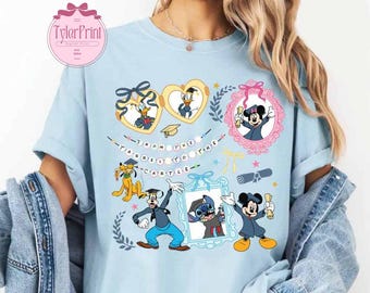 Personalized Disney Graduation Coquette Bow Shirts, Mickey & Friends Disney Graduation 2025, From the Tassel To The Castle Crop Top, Senior
