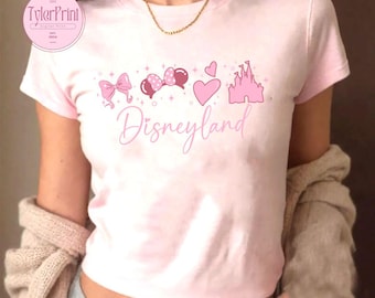 Disneyland Bow Baby Tee Crop Top, Disney Bow Coquette Shirt, Disney Castle Shirt, Magic Kingdom, Disney Headband Shirt, Disney Girls Trip
