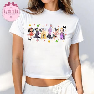 Coquette Bow Disney Villains Baby Tee Crop Top, Maleficent Ursula Evil Queen Cruella, Disney Bad Girls Have More Fun, Disney Girls Trip