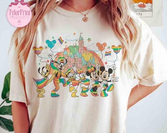 Retro Disney Pride Shirt, Mickey And Friends LGBT T-shirt, Rainbow Pride Lesbian Gay Support Tee, Disneyland Pride Trip, LGBT Balloons Shirt