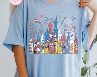 Retro Disney 4th Of July Shirt, Disney Characters 4th of July, Mickey 4th Of July Tee, Mickey and Friends, Disney USA Shirt, Magic Kingdom