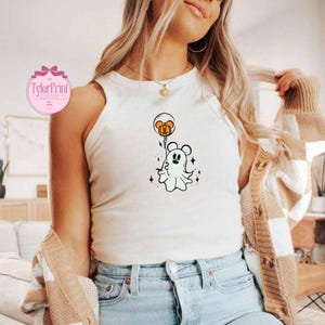 Retro Ghost Mickey Crop Tank, Disney Ghost Baby Tee, Mickey&#39;s Not So Scary Party Womens Tee, Mickey Halloween Balloon Shirt, Spooky Season