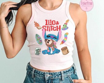 Lilo & Stitch Disney Pudge Baby Tee Croptop Tank, Stitch 2025 Movie Tee, Disney Girl Trip Shirt, Stitch Pudge The Fish Summer Crop Tank