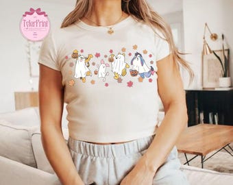 Retro Pooh Ghost Halloween Shirt, Winnie The Pooh Halloween Shirt, Piglet Tigger Eeyore Halloween Shirt, Pooh And Friends Spooky Season Tee