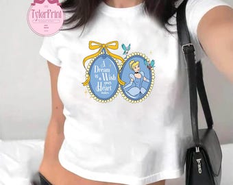 Camiseta para bebé con lazo "Un sueño es un deseo que tu corazón hace", top corto, camiseta de la princesa Cenicienta, vacaciones de Disney, camiseta de viaje de chicas de Disney