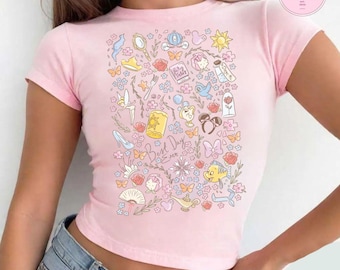 Retro Disney Flower Garden Baby Tee, Disney Flower Garden Shirt, Epcot International Festival Tee, Vintage Disney Princesses Floral Shirt