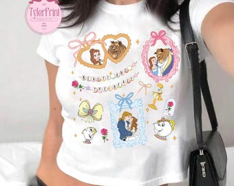 Coquette Disney Princess Shirt, Beauty And The Beast Baby Tee Crop Top, Disney Bracelets, Princess Locket Baby Tee, Belle Shirt, Girls Trip
