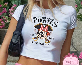 All characters Mickey & friends Disney Pirates shirt Crop Top, Pirates Of The Caribbean T-Shirt, Yo ho Yo ho A Pirate’s Life for me baby tee