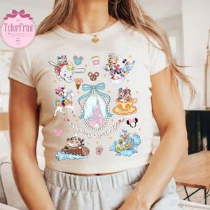 Retro Coquette Bow Disney Castle Baby Tee Crop Tank, Mickey And Friends Shirt, Disney Best Day Ever Tee, Disney Ride Shirt, WDW Girly Shirt