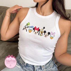 Mickey & friends Baby Tee Crop Top, WDW Disneyland Girls Trip Shirt Tank top, Disney Mickey girly aesthetic Shirt, Gift For Her, Summer trip
