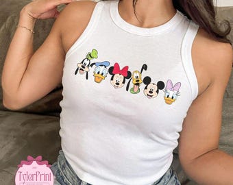 Mickey & friends Baby Tee Crop Top, WDW Disneyland Girls Trip Shirt Tank top, Disney Mickey girly aesthetic Shirt, Gift For Her, Summer trip