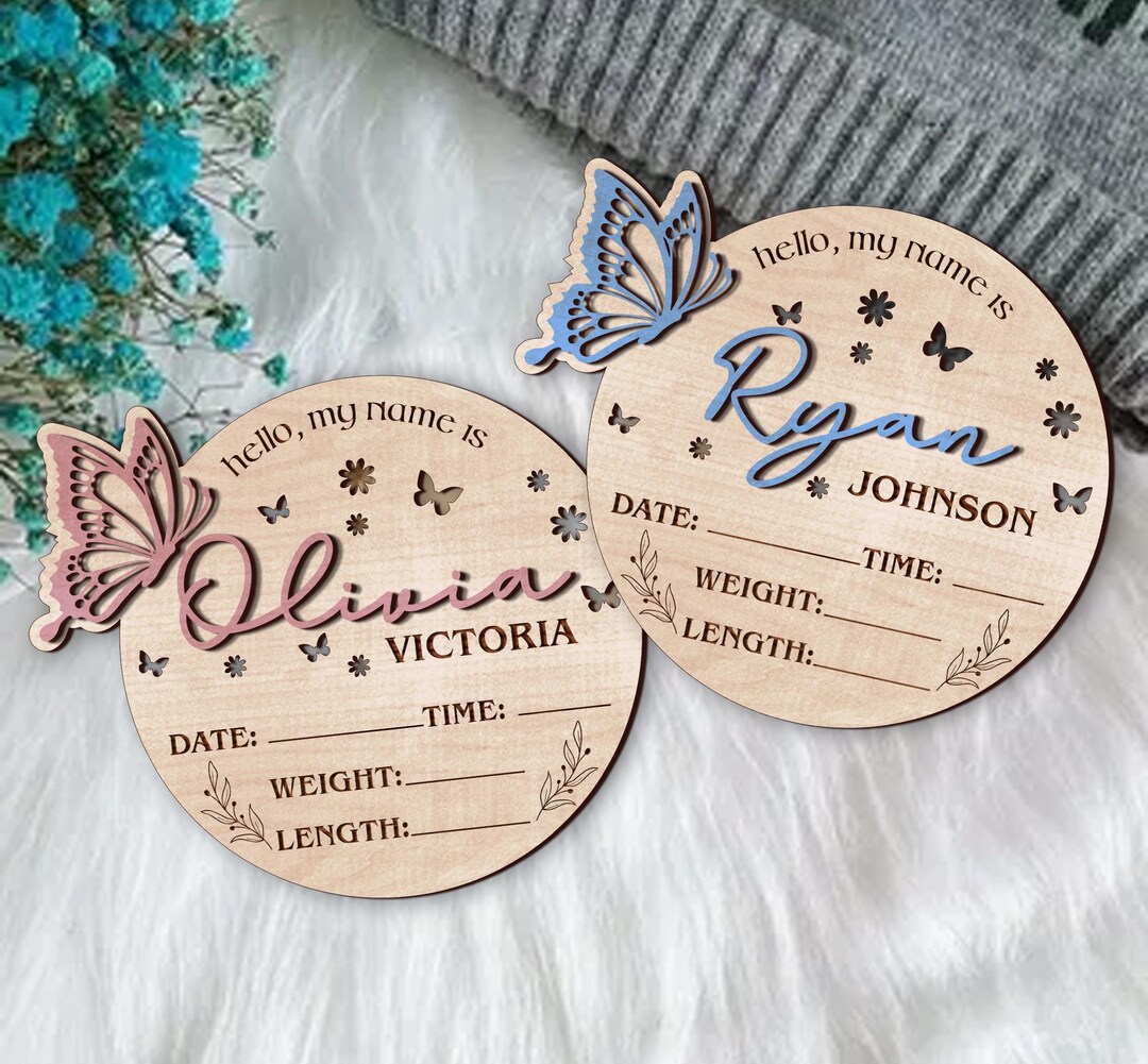 Birth Announcement Sign SVG Laser Cut File, Baby Announcement SVG Sign ...