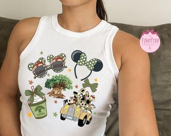 Retro Coquette Disney Animal Kingdom Baby Tee Crop Tank, Mickey And Friends Shirt, Disney Safari Shirt, Disneyworld Comfort Colors Shirt