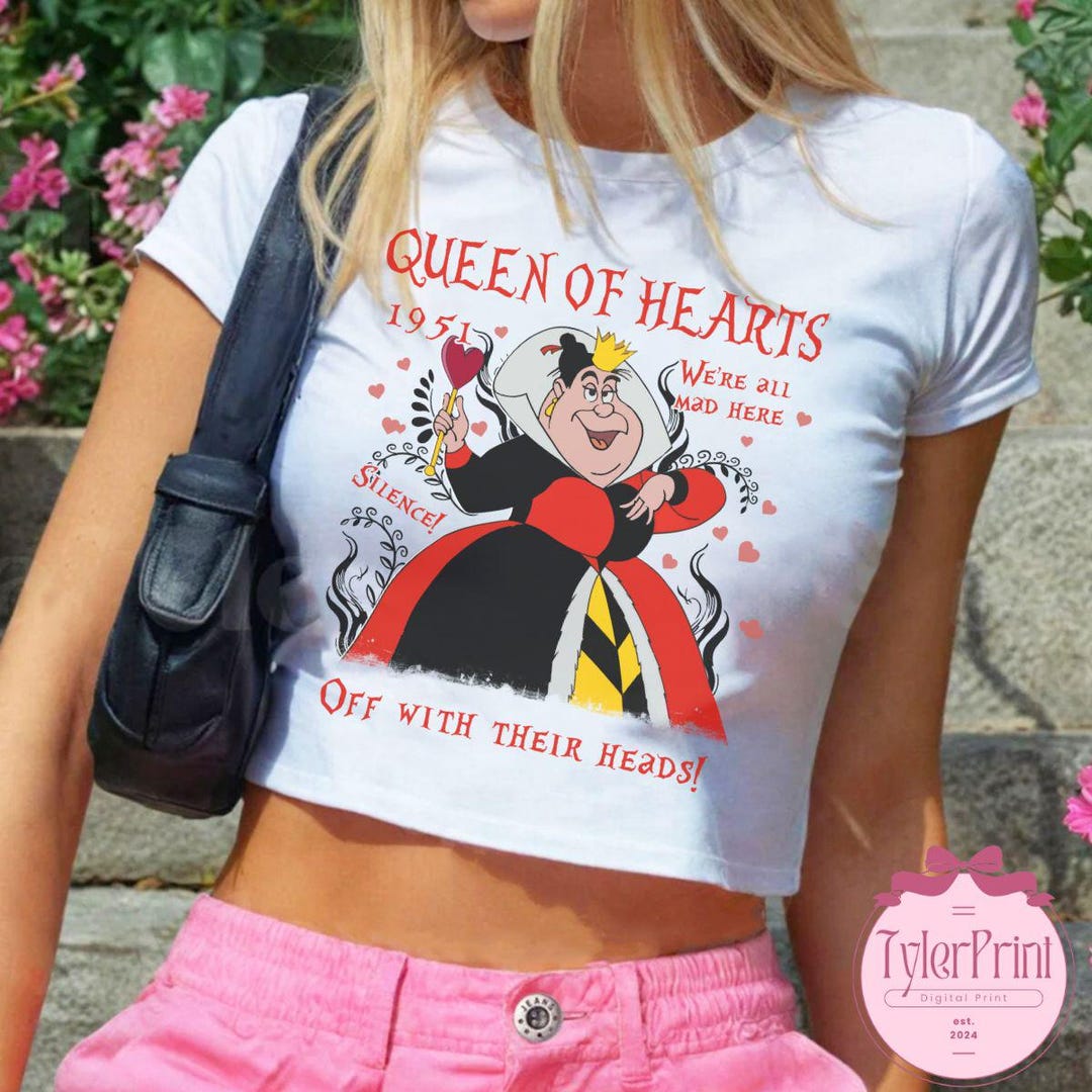 Vintage Queen of Hearts Disney Villains Baby Tee Crop Tank, Alice in ...