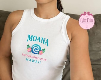 Retro Coquette Disney Princess Baby Tee Crop Top, Disney Girls Trip Shirt, Moana Shirt, Moana Crop Tank, Disney Adventure, Disney Summer Tee