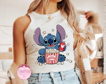 Disney Stitch Drink and Snack Croptop tank, Disney Lilo and Stitch T-shirt, Disney Stitch Tee, Stitch Birthday Boy girl, Comfort colors tee