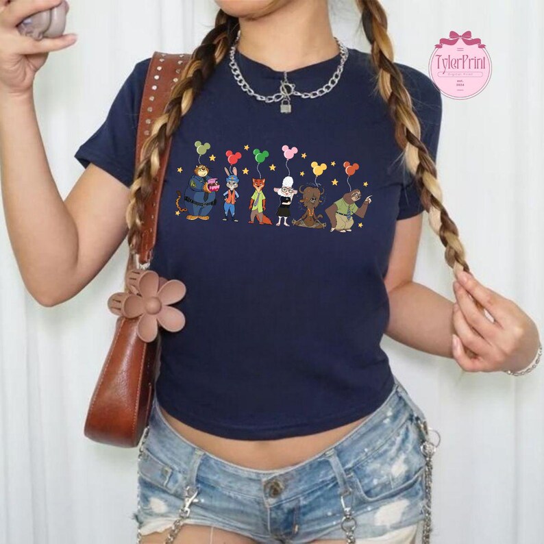 Disney Zootopia Characters Baby Tee Crop Tank, Nick Wilde Judy Hopps Shirt, Disney Family Trip Shirt, Zootopia Movie Tee, Zootopia 2 Shirt image 5