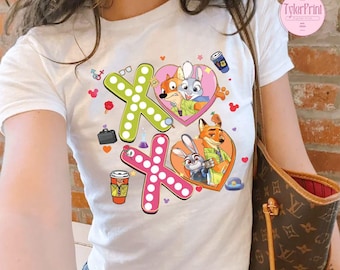 Disney Valentine XOXO Baby Tee, Nick Wilde & Judy Hopps Sweatshirt, Gary De Snack Zootopia 2 Tee, Cute Fox Bunny Couple, Girly Valentine