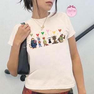 Disney Zootopia Characters Baby Tee Crop Tank, Nick Wilde Judy Hopps Shirt, Disney Family Trip Shirt, Zootopia Movie Tee, Zootopia 2 Shirt image 4