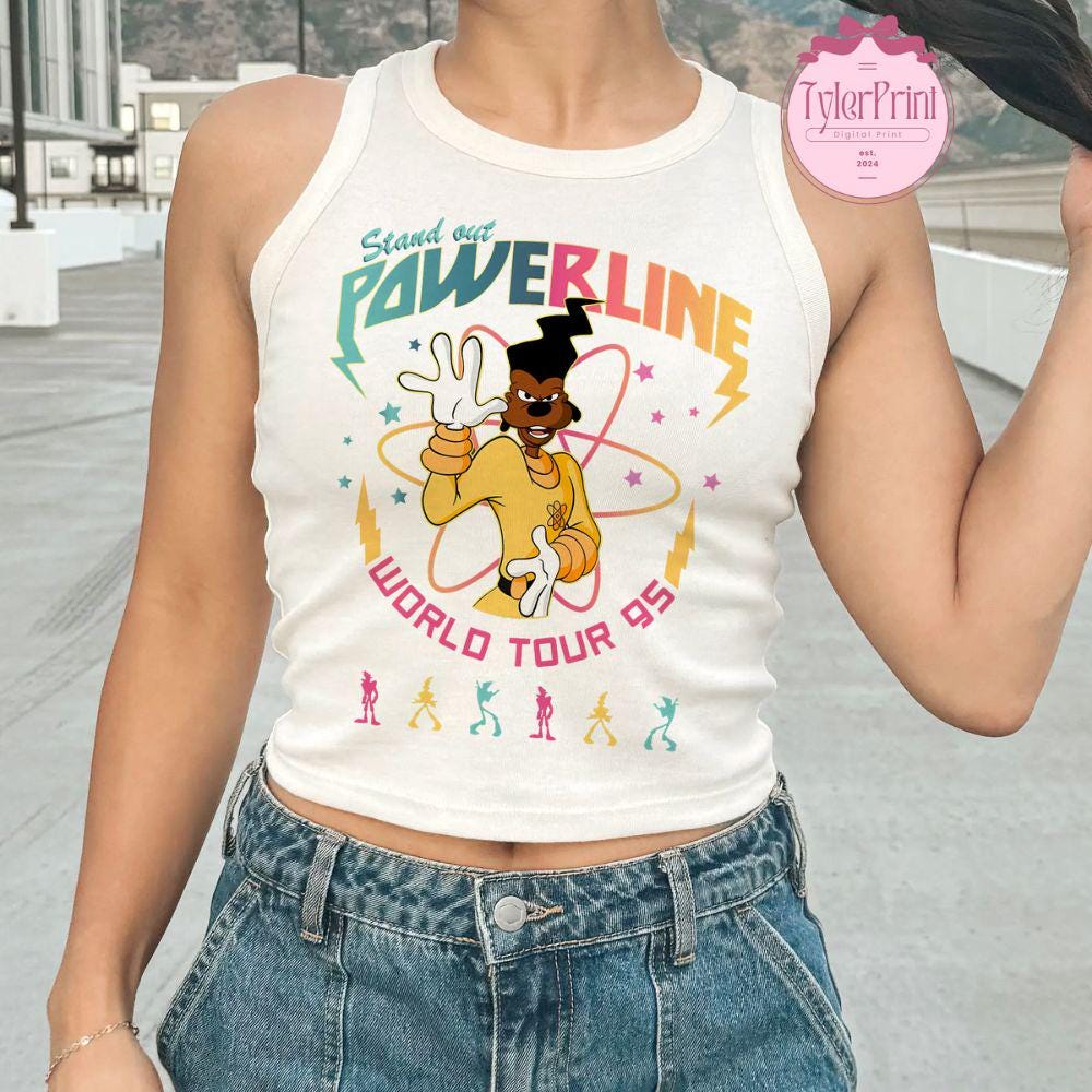 A Goofy Movie Disney Powerline Stand Out Tour 95 Baby Tee Crop Top Tank ...