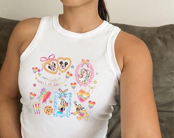 Coquette Bow Disney LGBT Baby Tee Crop Top, Disney Pride Month Crop Tank, Mickey And Friends LGBT Pride Shirt, Love Is Love, Gay Lesbian Tee