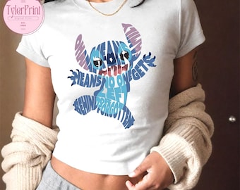 Disney Stitch Ohana Means Family Baby Tee, Disney Stitch Croptop, Disney Summer Tee, Stitch Hawaii Aloha Croptop, Girly aesthetic Girls trip